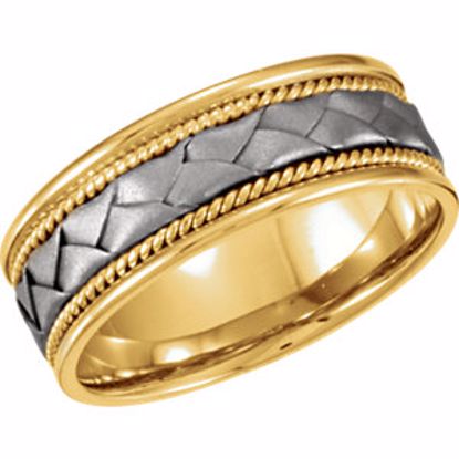 50985:302:P 14kt Yellow & White 8mm Comfort-Fit Woven Band Size 5
