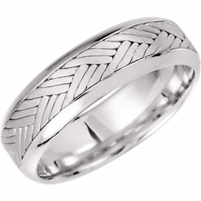 50989:705:P 14kt White 7mm Hand Woven Comfort Fit Band