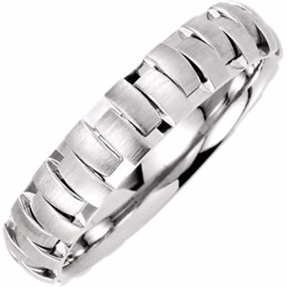50984:235:P 14kt White 5mm Patterned Band Size 10