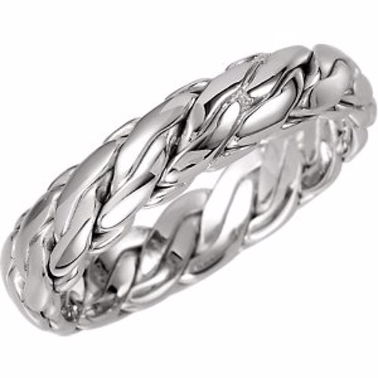 50986:422:P 14kt White 5mm Hand-Woven Band Size 9.5