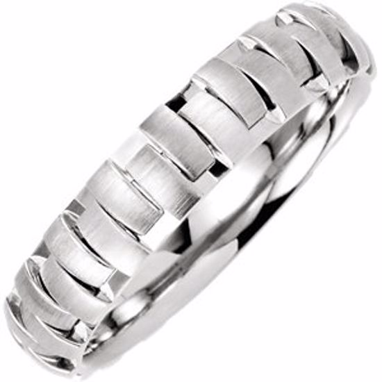 50984:239:P 14kt White 5mm Patterned Band Size 12