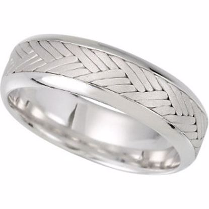 50989:718:P 14kt White 7mm Hand Woven Comfort Fit Band
