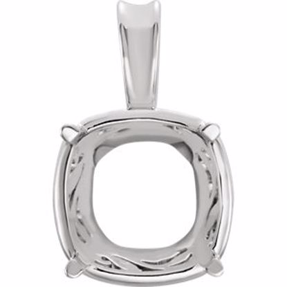 23969:1003:P Sterling Silver 12mm Cushion Pendant Mounting