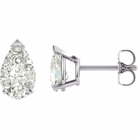 68570:103:P Charles & Colvard Moissanite® 3-Prong V-End Stud Earrings