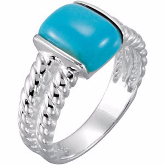 68156:103:P Sterling Silver Chinese Turquoise Ring Size 8