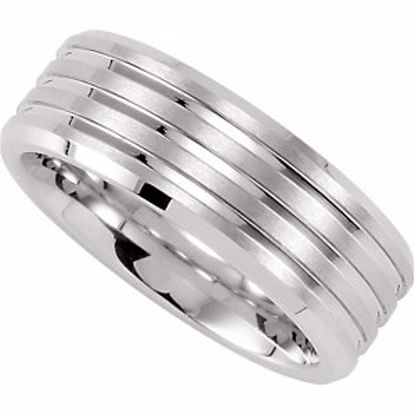 COR213:010:P Cobalt 6mm Beveled Band with Satin Finish & Grooves Size 10