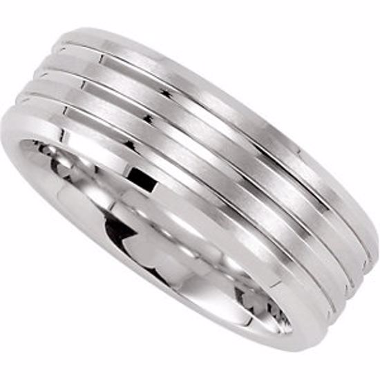 COR213:012:P Cobalt 6mm Beveled Band with Satin Finish & Grooves Size 12