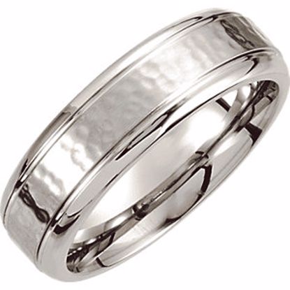 COR203:012:P Cobalt 7mm Grooved Edge & Hammered Band Size 12