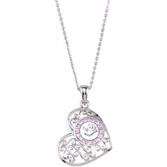 R45306:1010:P Sterling Silver Handprints Girl 18" Necklace