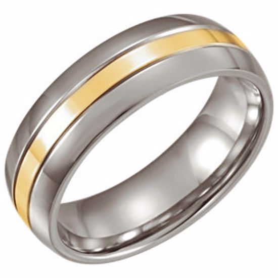 STST860:060:P Stainless Steel & 14kt Yellow Gold Inlay 6.3mm Band Size 6