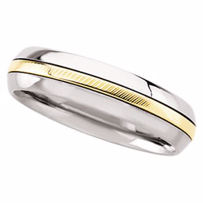 STST861:080:P Stainless Steel & 18kt Yellow inlay Domed 6.5mm Band Size 8