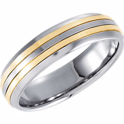 STST864:080:P 5.5mm Stainless Steel Domed Band with 18kt Yellow Inlay