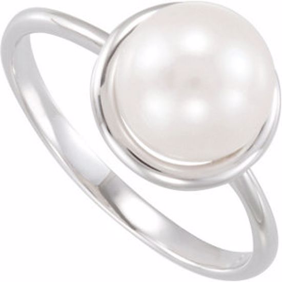 68604:102:P Sterling Silver Freshwater Cultured Pearl Ring Size 8