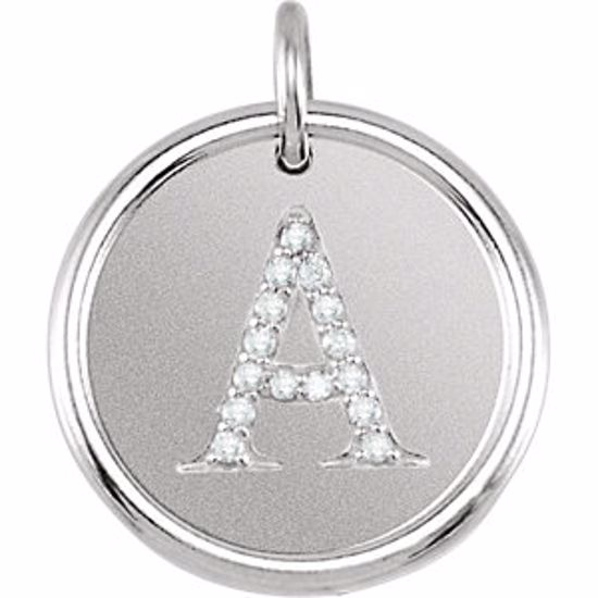 85088:1002:P 14kt White .07 CTW Diamond Initial "A" Pendant