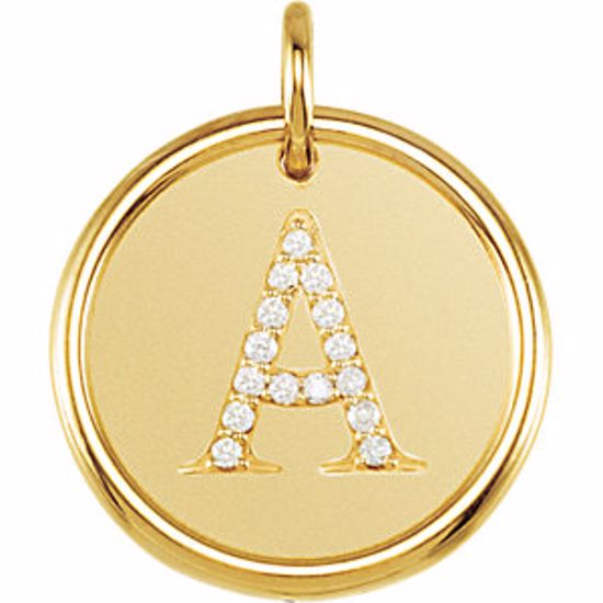 85088:1003:P 14kt Yellow .07 CTW Diamond Initial "A" Pendant