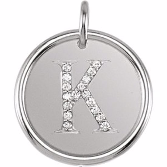 85088:1006:P 14kt White .08 CTW Diamond Initial "K" Pendant