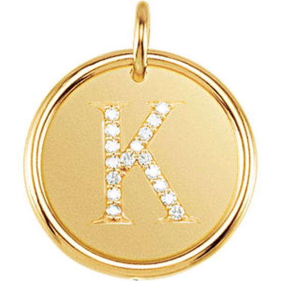 85088:1007:P 14kt Yellow .08 CTW Diamond Initial "K" Pendant