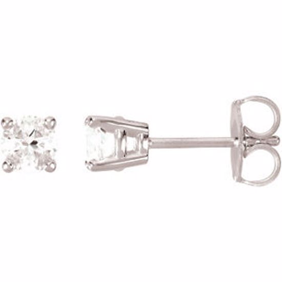 68619:101:P 14kt White 4mm Round White Topaz Friction Post Stud Earrings