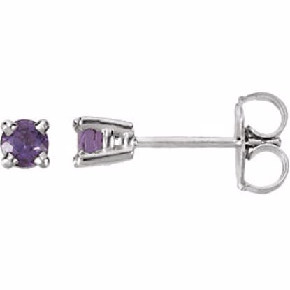 68619:113:P 14kt White 3mm Round Amethyst Friction Post Stud Earrings