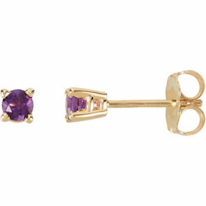 68619:117:P 14kt Yellow 3mm Round Amethyst Friction Post Stud Earrings