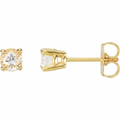 68619:119:P 14kt Yellow 4mm Round White Topaz Friction Post Stud Earrings