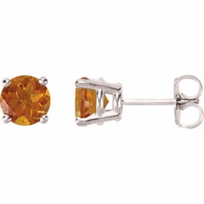 68619:127:P 14kt White 6mm Round Citrine Friction Post Stud Earrings