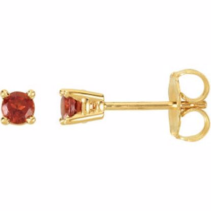 68619:128:P 14kt Yellow 3mm Round Mozambique Garnet Friction Post Stud Earrings