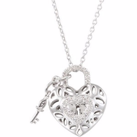 68664:100:P Sterling Silver 1/6 CTW Diamond Heart 18" Necklace