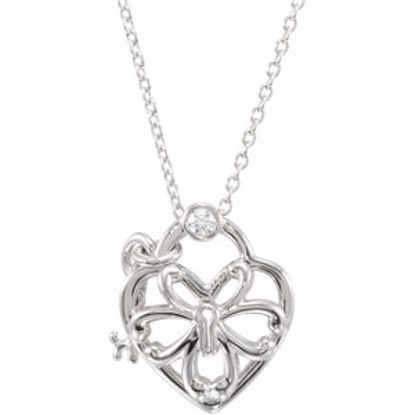 68665:100:P Sterling Silver .05 CTW Diamond Heart 18" Necklace