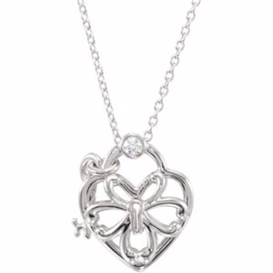 68665:100:P Sterling Silver .05 CTW Diamond Heart 18" Necklace