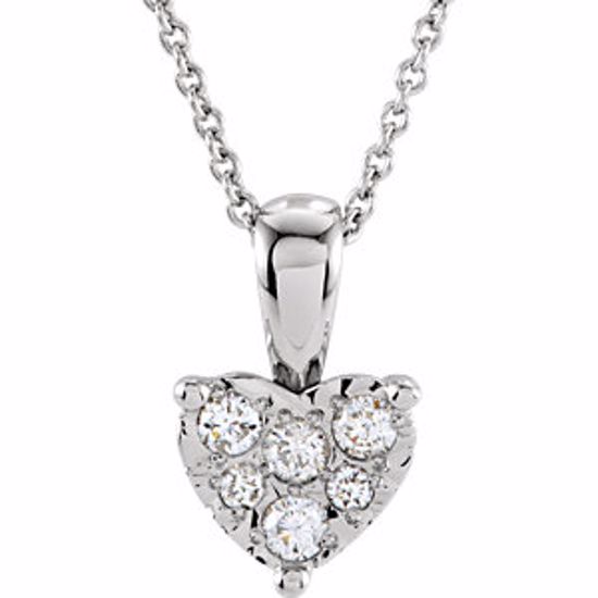 68649:100:P 14kt White 1/8 CTW Diamond Heart 18" Necklace