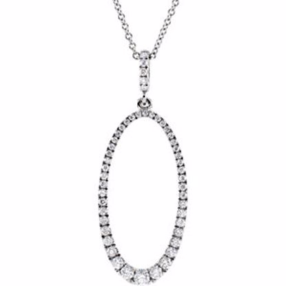 68657:100:P 14kt White 5/8 CTW Diamond Oval Silhouette 18" Necklace