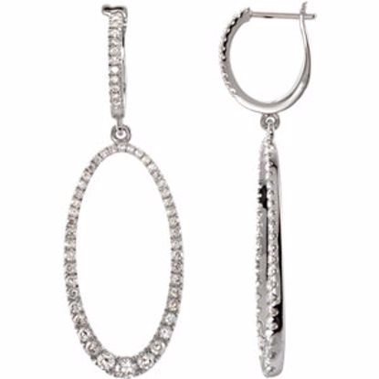 68658:100:P 14kt White 1 1/4 CTW Diamond Oval Silhouette Earrings 