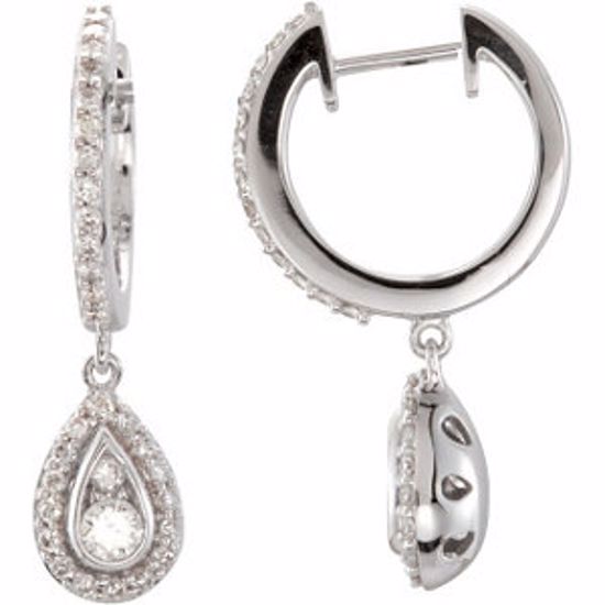 68661:100:P 14kt White 1/2 CTW Diamond Hoop Earrings