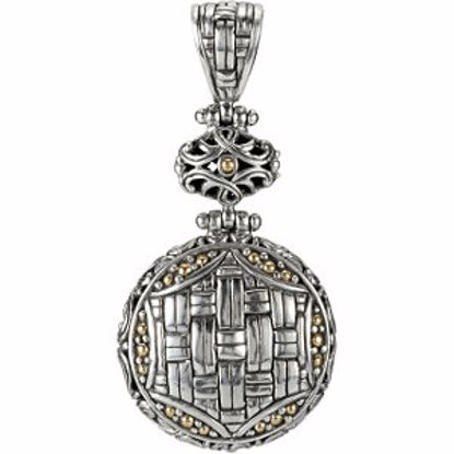 85097:100:P Sterling Silver & 18kt Yellow 67.25x27.9mm Round Design Pendant 