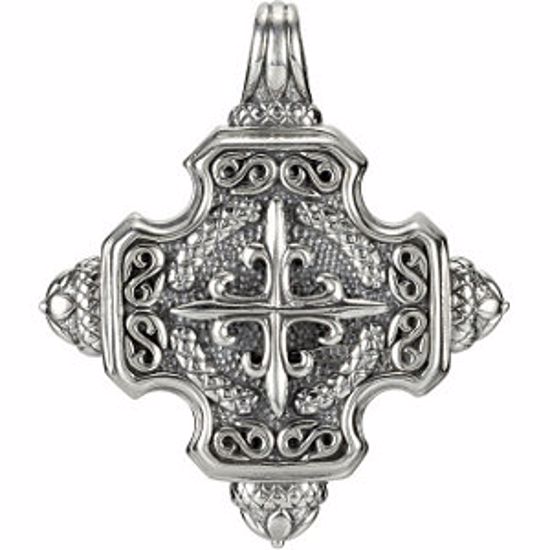 85098:100:P Sterling Silver Fleur-De-Lis Metal Fashion Pendant