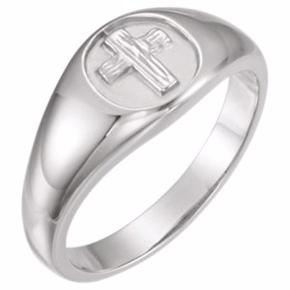 R16612:143727:P 10kt White The Rugged Cross® Chastity Ring Size 11