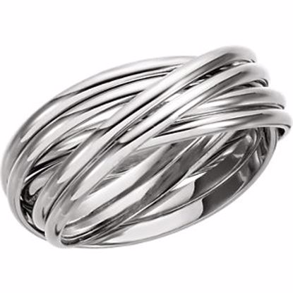 5726:105568:P 14kt White 6-Band Rolling Ring Size 10.5