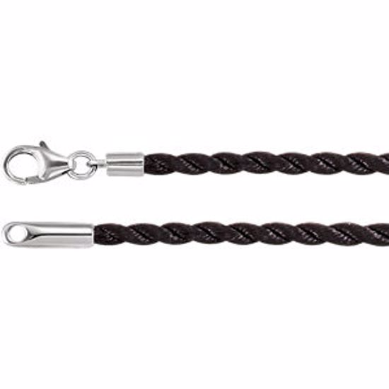 LEN039:301:P Black 2mm Twisted Silk Cord 17" Necklace