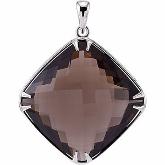 68575:102:P Sterling Silver 20x20mm Smoky Quartz Pendant