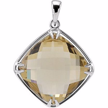 68575:105:P Sterling Silver 16x16mm Lemon Quartz Pendant