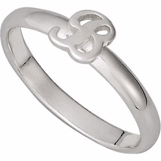 51055:106:P Sterling Silver Letter "B" Stackable Initial Ring Size 8