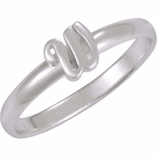 51055:189:P Sterling Silver Letter "W" Stackable Initial Ring Size 7