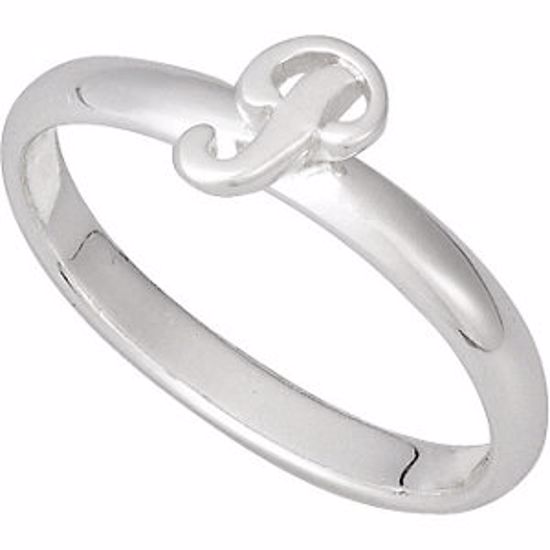 51055:162:P Sterling Silver Letter "P" Stackable Initial Ring Size 8