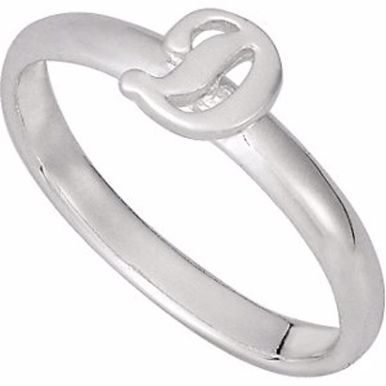 51055:114:P Sterling Silver Letter "D" Stackable Initial Ring Size 8