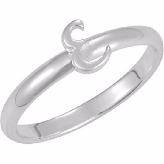 51055:116:P Sterling Silver Letter "E" Stackable Initial Ring Size 6