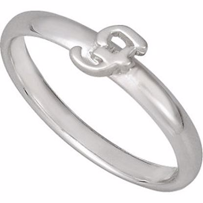 51055:121:P Sterling Silver Letter "F" Stackable Initial Ring Size 7