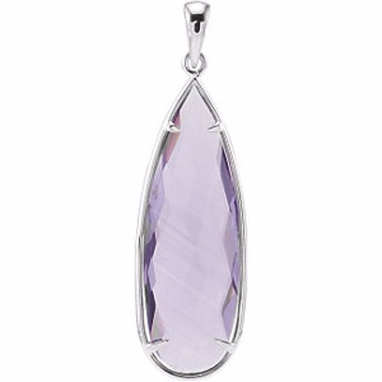 68519:112:P Sterling Silver 30x10mm Rose De France Quartz Pendant