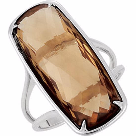 68591:217:P Sterling Silver 25x10mm Genuine Honey Quartz Ring