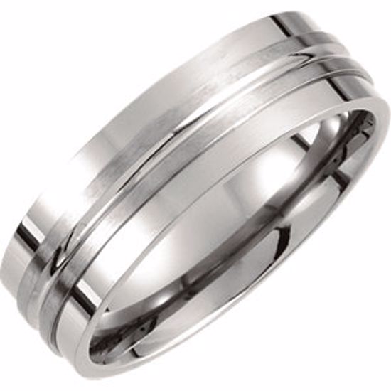 T935:075:P Titanium 7.2mm Double Groove Satin Finish Band Size 7.5